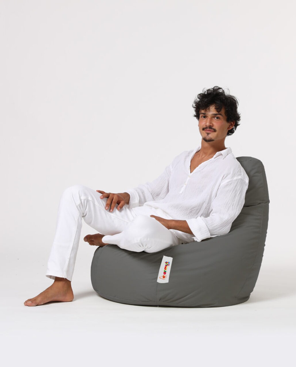 Fotoliu Puf, Bean Bag, Ferndale Drop L, 80 X 80 Cm, Poliester Impermeabil, Gri Fumuriu