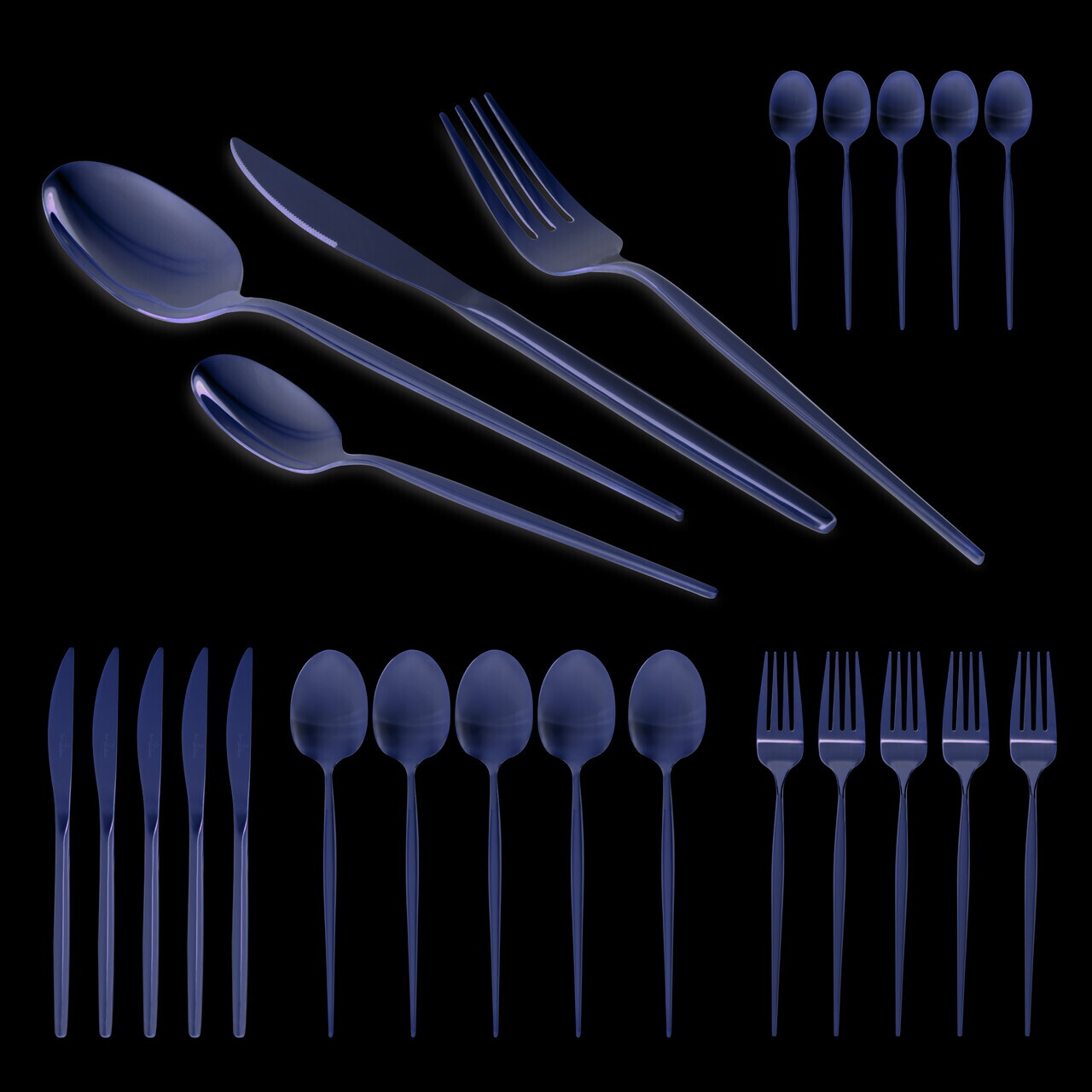 Set tacamuri 24 piese Berlinger Haus, Cutlery, model rotunjit, inox, sampanie - imagine 10