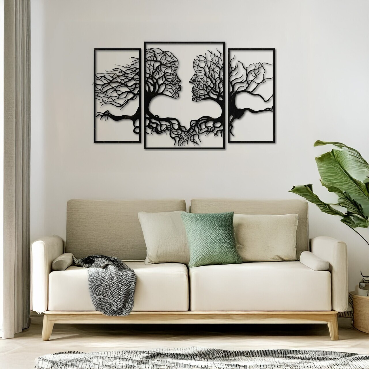 Set de accesorii decorative de perete din metal, DCV-1109-MT, Dimensiune totală: 50 x 90 cm (3 bucăți), Negru — imaginea 3