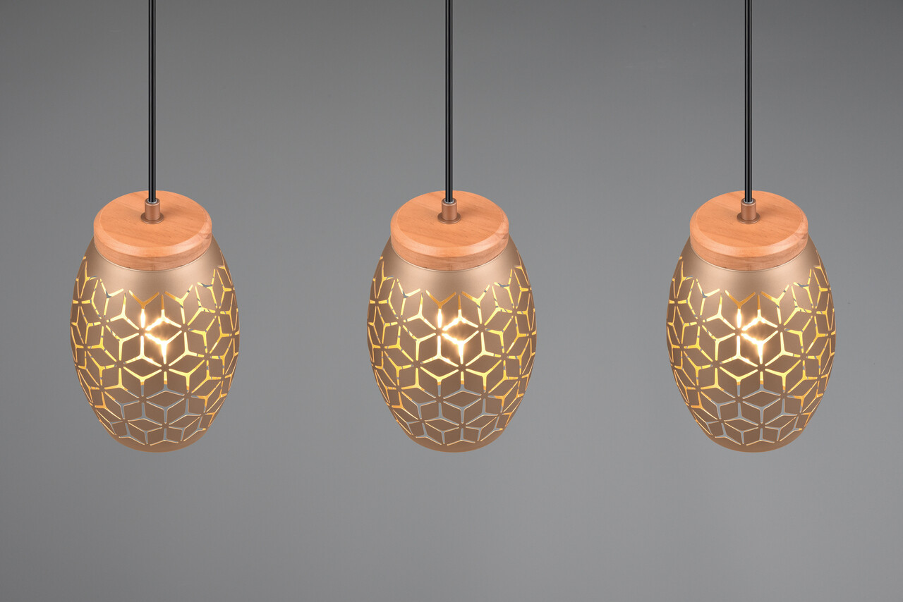 Lustra Bidar, RL, 71x15x150 cm, 28W, 3x E27, metal, aramiu - 2 | YEO