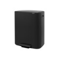 Cos de gunoi cu pedala, Brabantia, Bo Pedal, 2x30 L, 36.3x54.1x65.2 cm, otel, negru mat