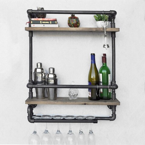 Raft de perete, evila originals, boruraf104, 60x67x17 cm, nuc / negru