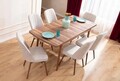 Extendable Dining Table & Chairs Set (7 Pieces), Hanah Home, Lidyana, Frame: 70% HORNBEAM/30% MELAMINE COATED CHIPBOARD, Crem