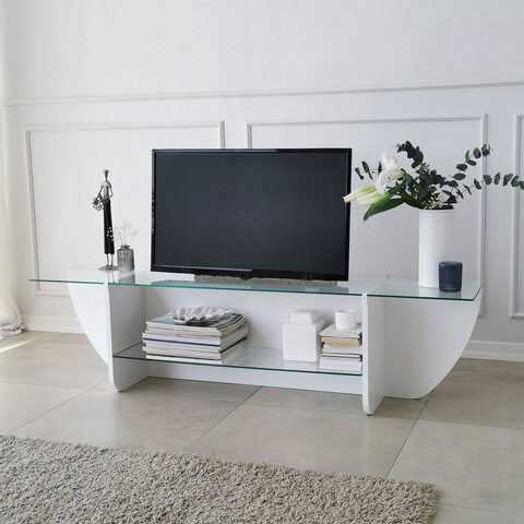 Comoda TV, Neostill, Lily, 158x40x35cm, Alb