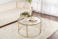 Masuta de cafea, Cerritos, Gold-Transparent-80, 80x43x80 cm, Sticla temperata, Auriu