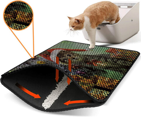 Covoras litiera pentru colectarea granulelor de nisip, Nrszn0167, 45×60 cm, 50% PVC/50% POLIESTER, Multicolor Gravel
