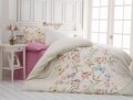 Lenjerie de pat pentru o persoana, 3 piese, amestec bumbac, Nazenin Home, Inga  Pink, roz/bej