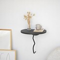 Raft de perete, Neostill, Leo, 35x35 cm, Lemn masiv, Negru / Antracit
