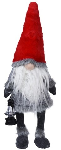 Decoratiune luminoasa Gnome w grey body, 26x18x51 cm, plus, gri/rosu 26x18x51