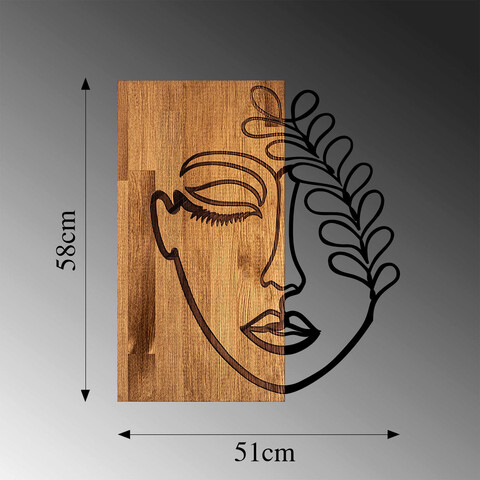 Decoratiune de perete, MA-281, 50% lemn/50% metal, Dimensiune: 58 x 51 cm, Nuc / Negru