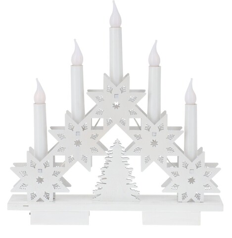 Decoratiune luminoasa candle bridge, 30x5x30 cm, 6 led-uri, mdf, alb