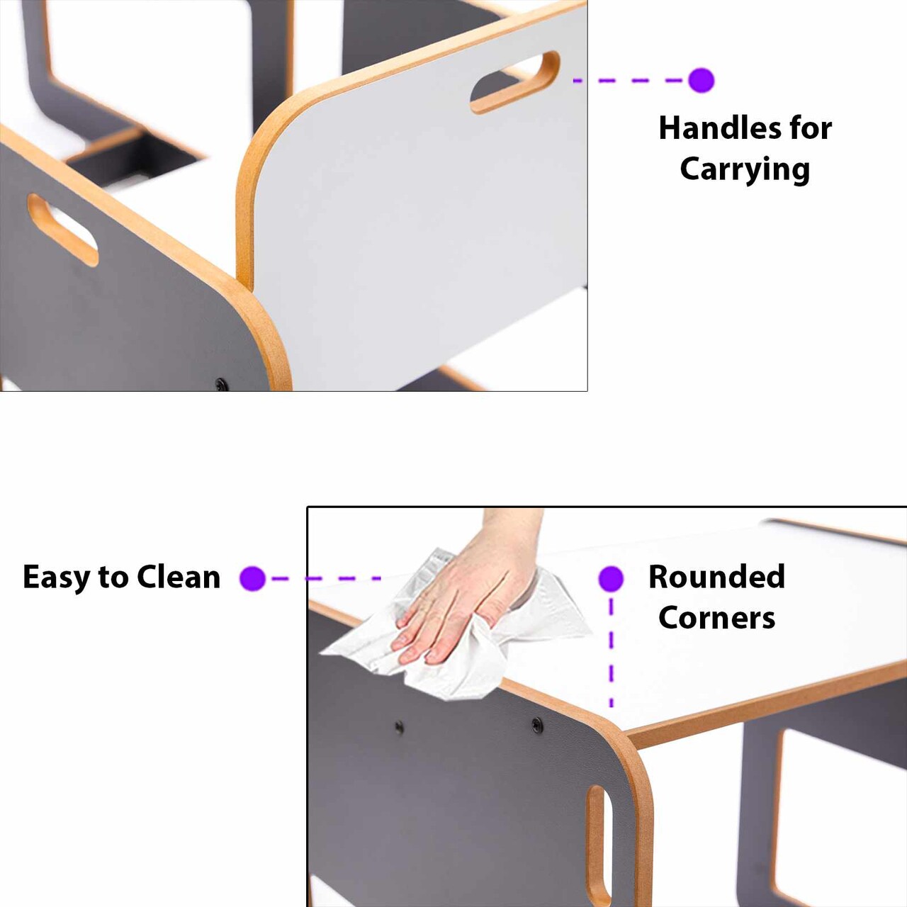 Set masa si scaun pentru copii, Hanah Home, Dove, Antracit/Alb - view 9