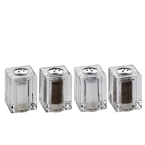 Set mini 4 recipiente pentru sare si piper, Kuchenprofi, 6.5 x 3.5 x 9 cm, acril, transparent
