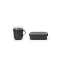 Set caserola pranz si bol supa 2 piese, Brabantia, Make&Take, 1.1 L, 600 ml, plastic, gri inchis