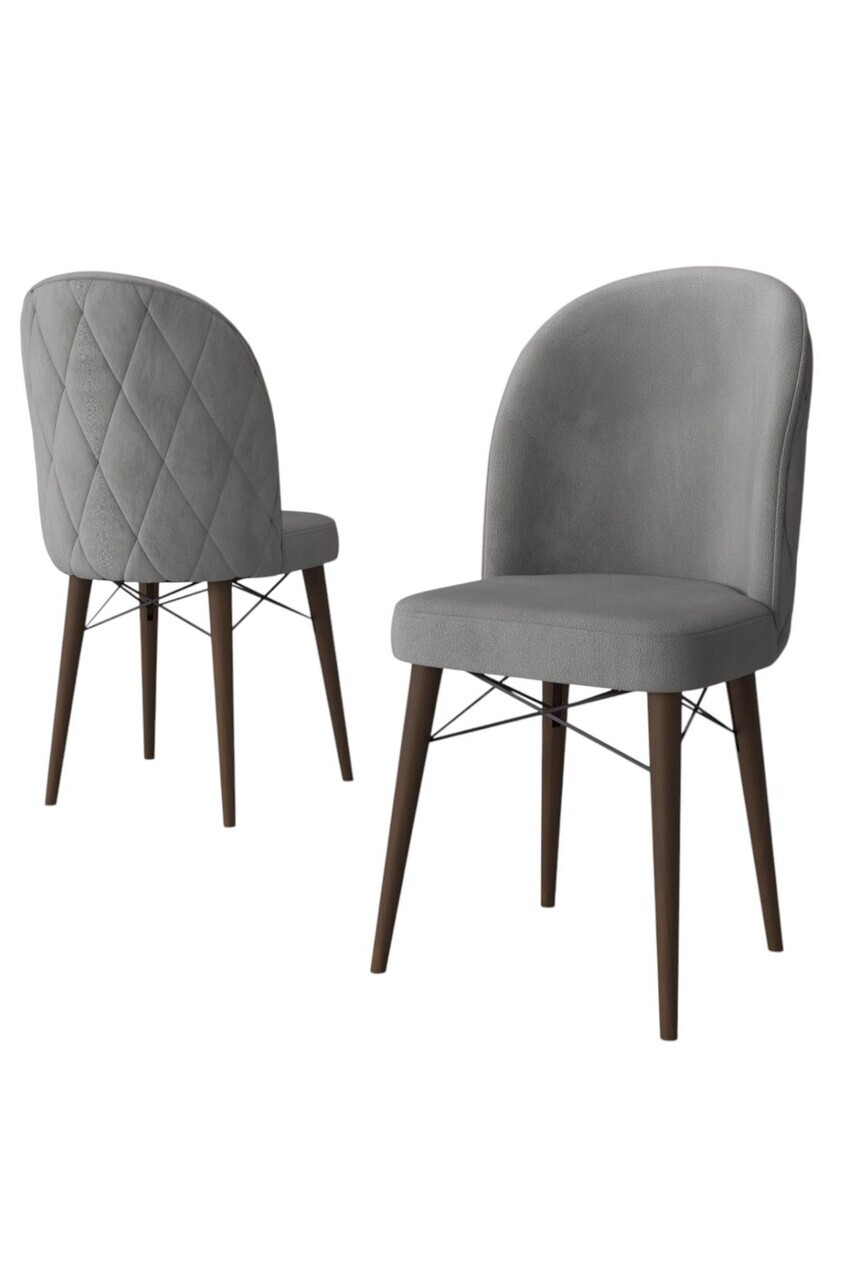 Set scaune 6 piese, Hanah Home, Bika, Gri/Nuc — imaginea 2