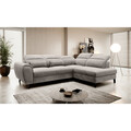 Coltar extensibil dreapta 4 locuri ELTAP, RT-04LO, Noble, 255x201x100 cm, lemn/poliester, gri