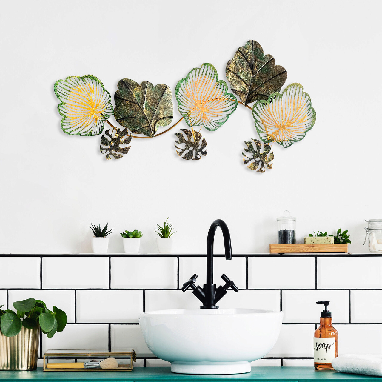 Decoratiune de perete, Zhoushan, Metal, Dimensiune: 80 x 7 x 40 cm, Multicolor - 1 | YEO