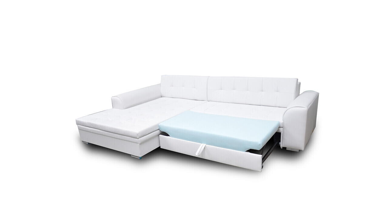 Coltar extensibil stanga 4 locuri, ELTAP, Sorento, 296x194x78 cm, lemn/poliester, mustar/alb - view 3