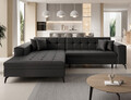 Coltar extensibil stanga 4 locuri ELTAP, Sol-05, Solange, 292x196x84 cm, lemn/poliester, negru