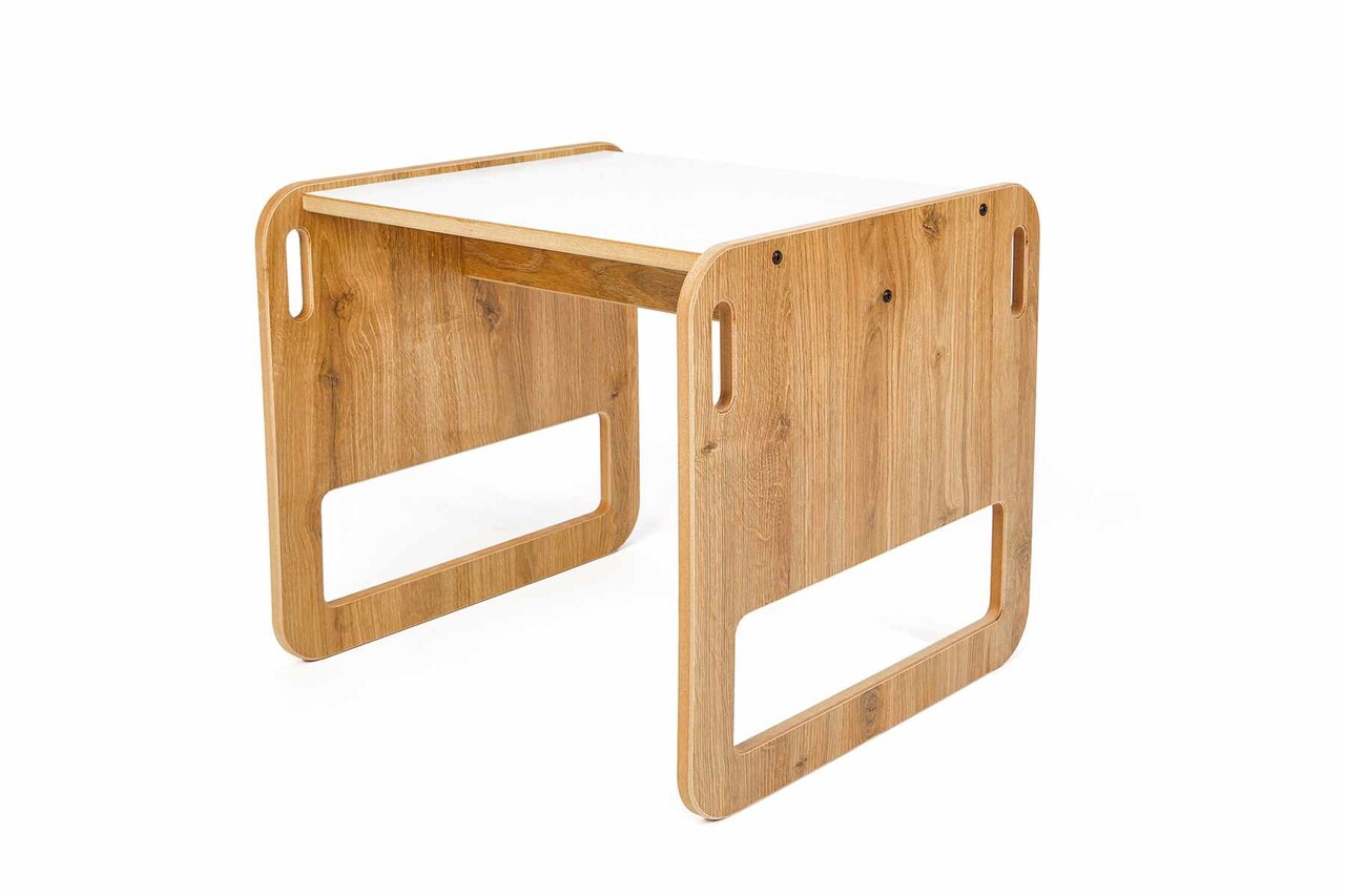 Set masa si scaun pentru copii, Hanah Home, Sparrow 2, Alb / Natural - imagine 3