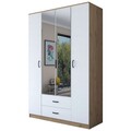 Dulap pentru haine, Rani, BA131, 210x210x51.5 cm, PAL, Nuc/Alb