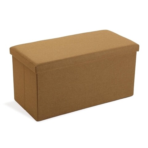 Bancheta cu spatiu de depozitare Rory, Versa, 76.5x38x37.5 cm, poliuretan, MDF, galben mustar