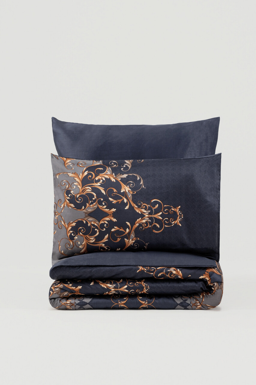 Lenjerie de pat dubla, Sarina - Dark Blue, Cotton Box, Bumbac Satinat