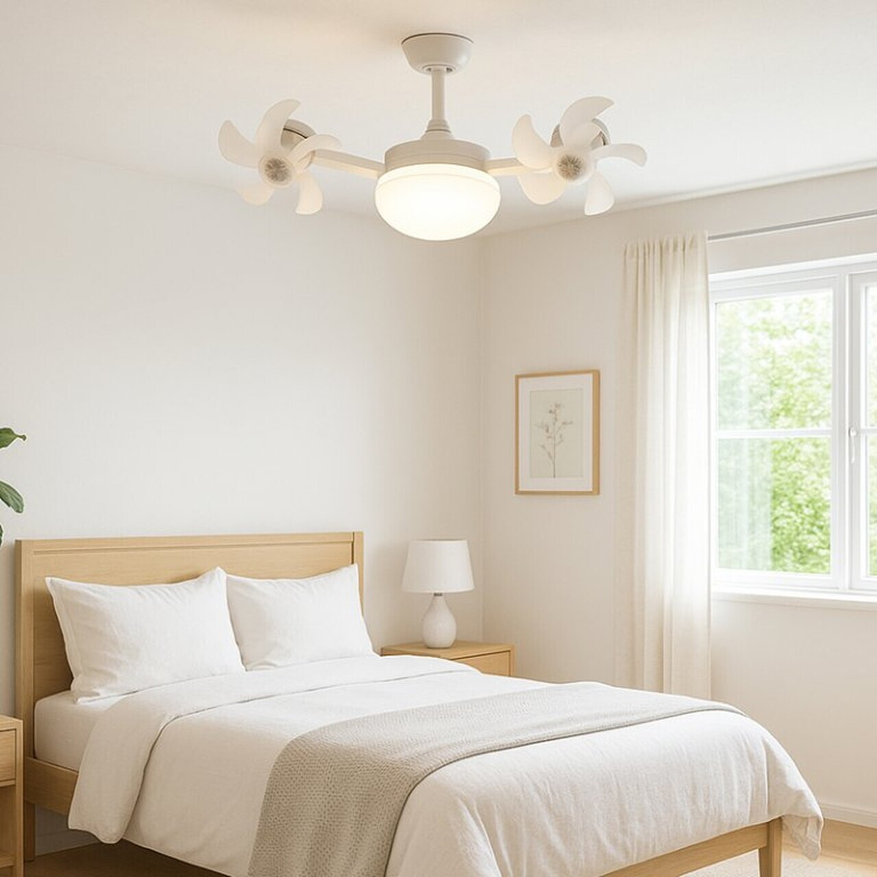 Ventilator de tavan 2 in 1 cu telecomanda Beper, 3 viteze, E27, alb - view 2