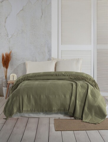 Cuvertura matlasata dubla, Sirius - Khaki, Şaheser, Bumbac