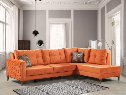 Coltar dreapta Cinar, Pandia Home, 195x87x75 cm, lemn, portocaliu Canapele si coltare