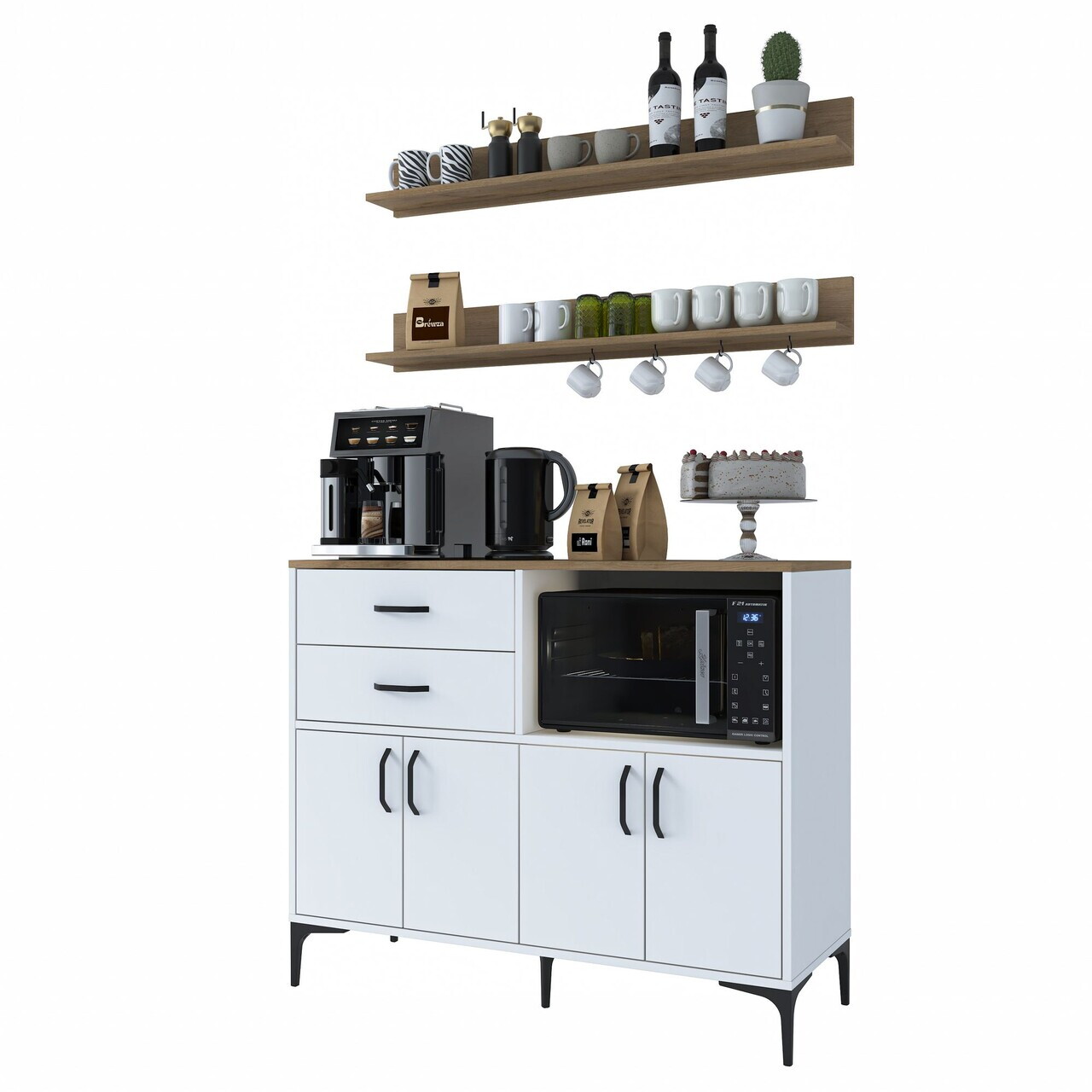 Dulap multifunctional, Hanah Home, JE235, PAL melaminat, Alb/Maro - view 9