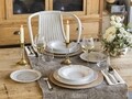 Serviciu de masa 18 piese, Olimpia Vichy Beige, Tognana, portelan, alb/bej