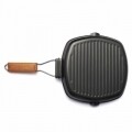 Tigaie grill Delis cu maner detasabil, Vanora Home, 24 x 3.5 cm, otel carbon, negru