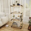 Organizator multifunctional, Seowood, cu 4 rafturi, 92.5 x 49 x 28 cm, lemn solid, natur