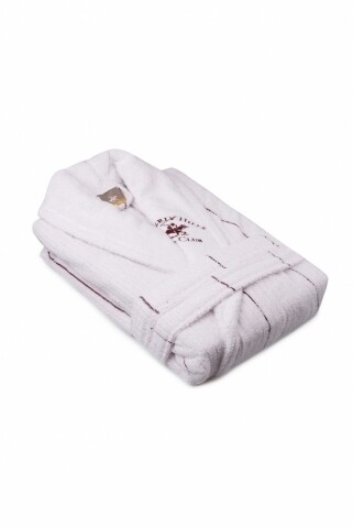 Halat de baie unisex, beverly hills polo club, 100% bumbac, m/l, white/maroon