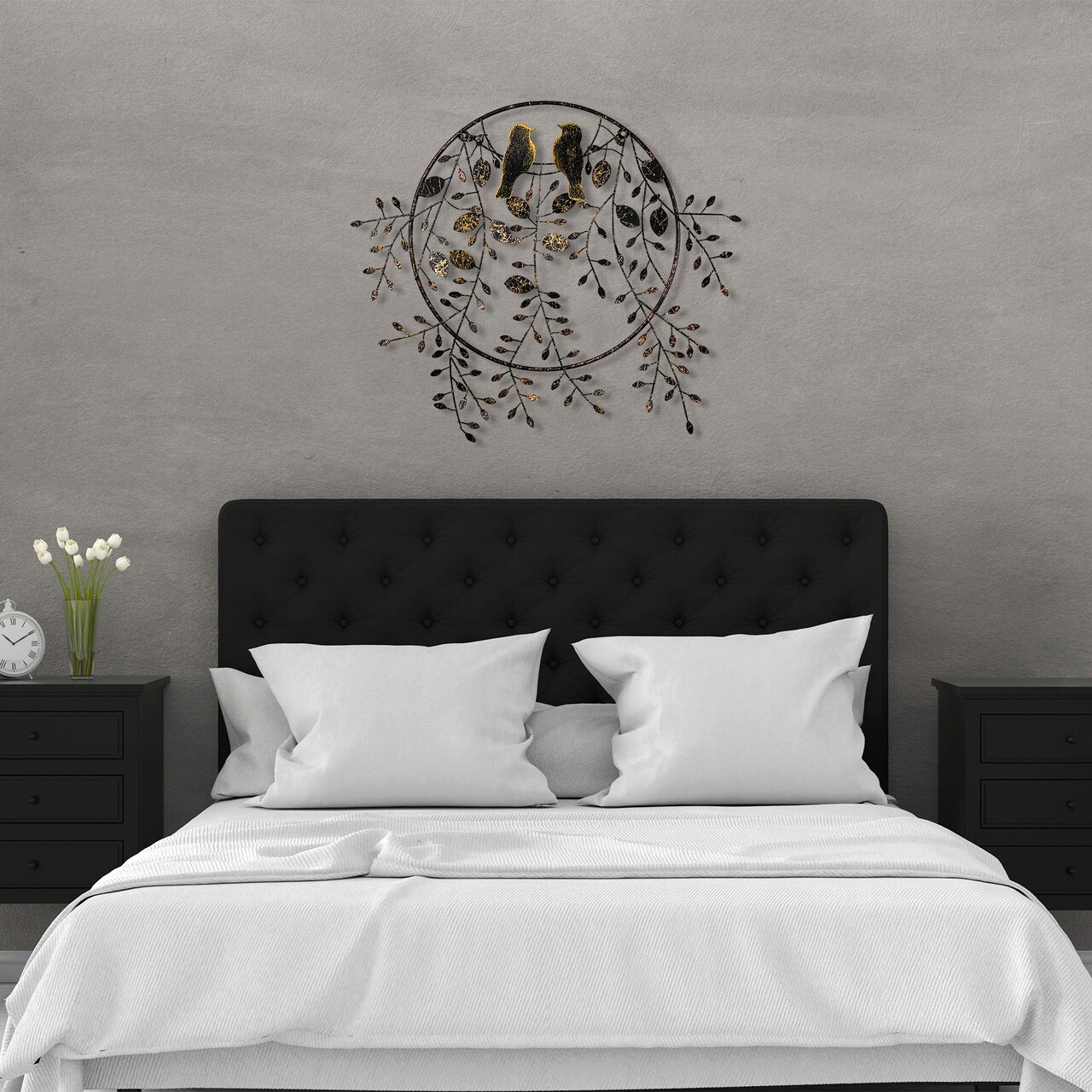 Decoratiune de perete, Love of Birds 2, Metal, Dimensiune: 86 x 75 cm, Multicolor - 2 | YEO