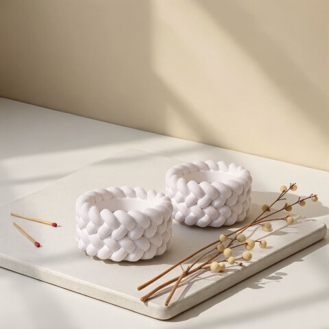 Set de lumanari, Hasır Sepet, Alb