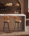 Set 2 scaune de bar, Vasagle, Ekho, 54x91 cm, sezut rotativ, otel/piele ecologica, maro