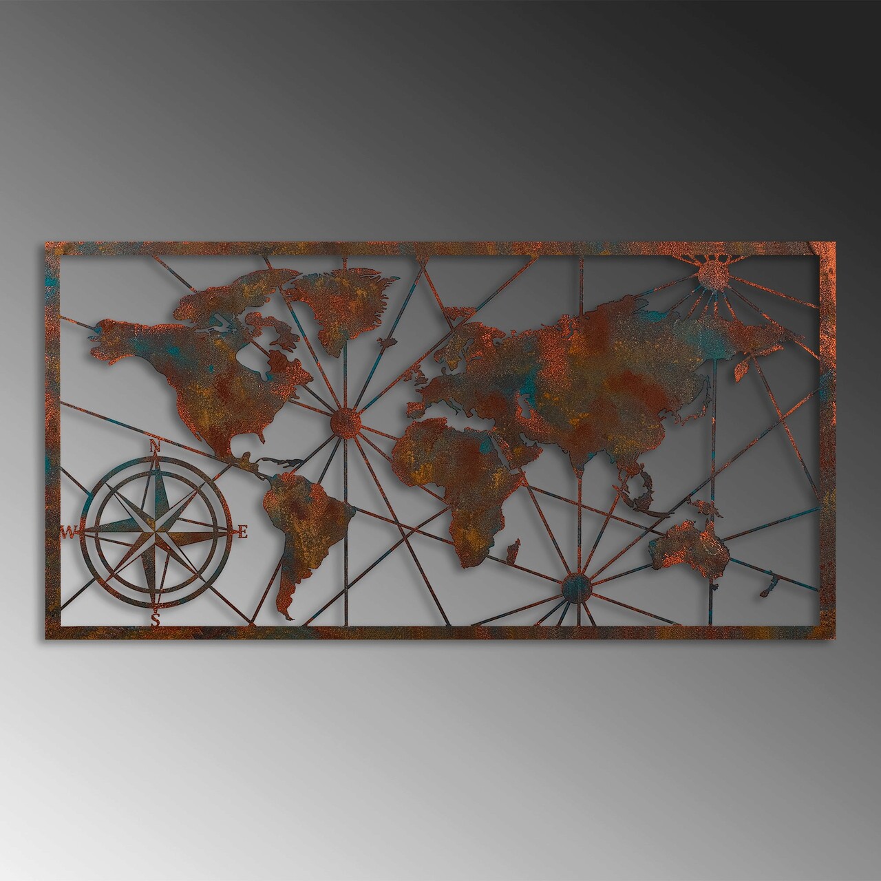 Decoratiune de perete, World Map Large, Lățime: 120 cm Înălțime: 60 cm, Multicolor - imagine 4