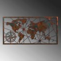Decoratiune de perete, World Map Large, Metal, Latime: 120 cm / Inaltime: 60 cm, Multicolor