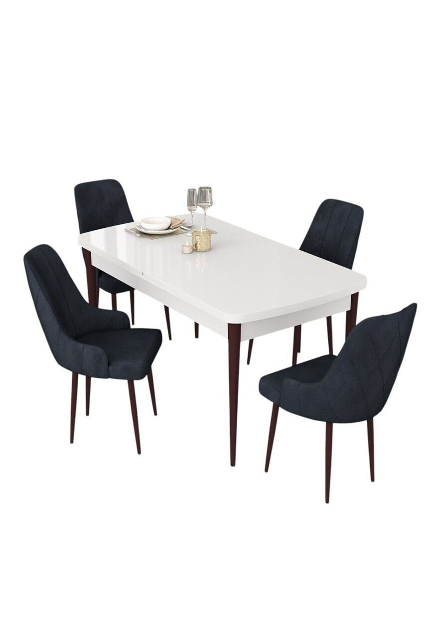 Set masa extensibila si scaune (5 piese), Hanah Home, Eta, Alb / Maro / Antracit — imaginea 2