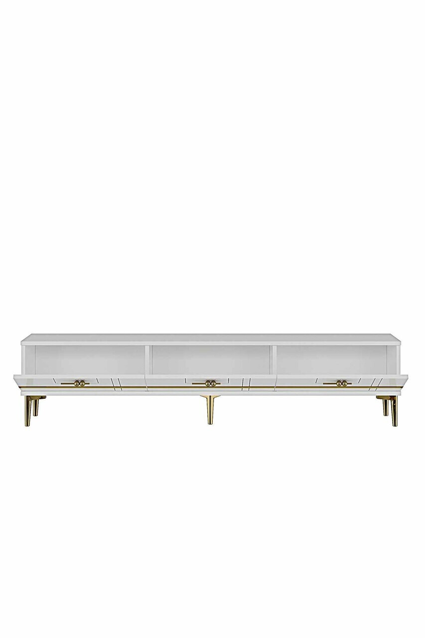 Comoda TV, Hanah Home, Ilay, 180x41x30 cm, Alb/Auriu — imaginea 7