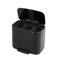 Cos de gunoi cu pedala, Brabantia, Bo Pedal, 3x11 L, 36.3x54x44 cm, otel, negru mat