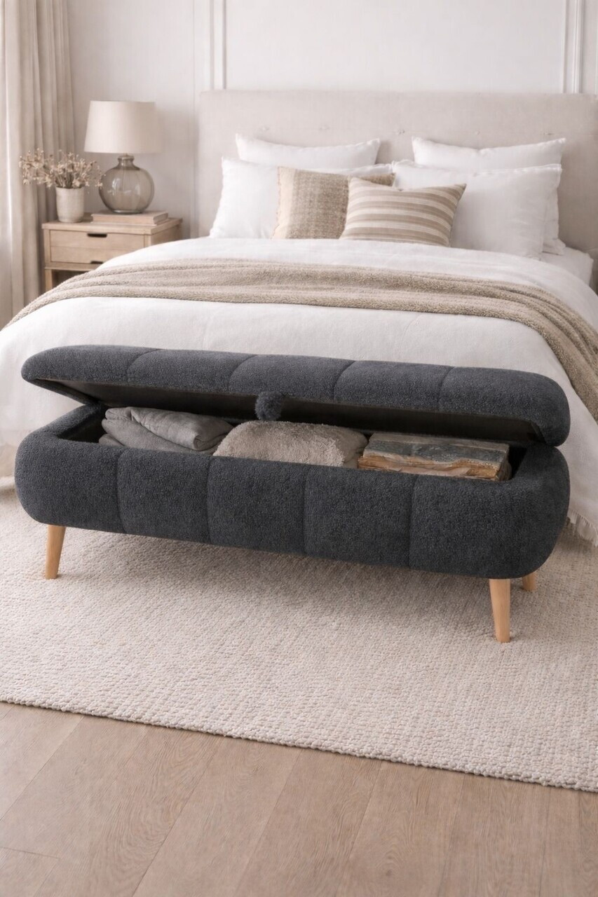 Banca, Hanah Home, Sara, 90x45x35 cm, Antracit — imaginea 2