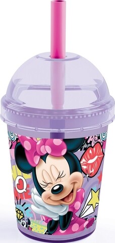 Pahar cu pai Minnie, Disney, 250 ml, plastic