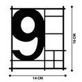Numar casa pentru poarta/usa Nine, metal, 14 x 16 cm, negru, cifra 9