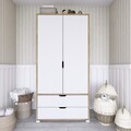 Dulap pentru haine, Miwood, 90 Cm 1600-015, Nuc deschis / Alb