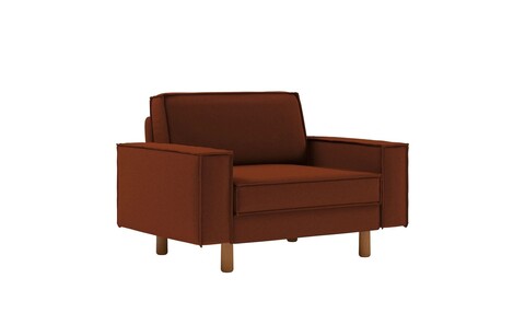 Fotoliu, Atelier del Sofa, 918CMF1202, Cadru: 100% OȚEL, Roșu de țiglă / Nuc