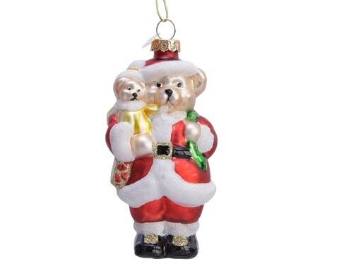Glob Bear with baby, Decoris, 6x5.2x12 cm, sticla, multicolor
