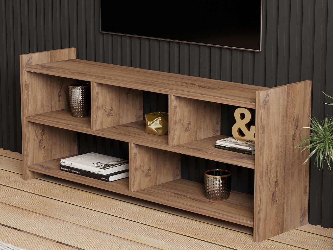 Comoda TV, Puqa Design, Pera, 120x55x28 cm, PAL, Maro - 2 | YEO